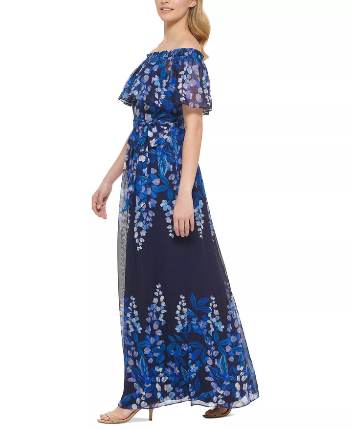 Eliza J Women's Floral-Print Off-The-Shoulder Maxi Dress