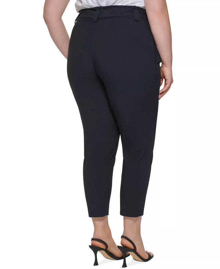 Calvin Klein Plus Size Tie-Belt Straight-Leg Pants