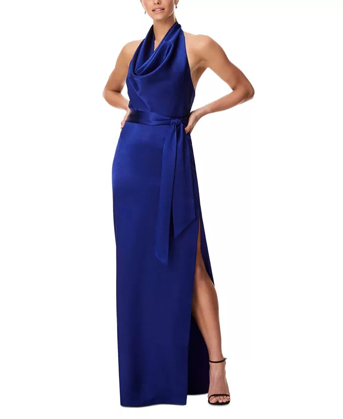 Aidan by Aidan Mattox Satin Cowl Neck Gown