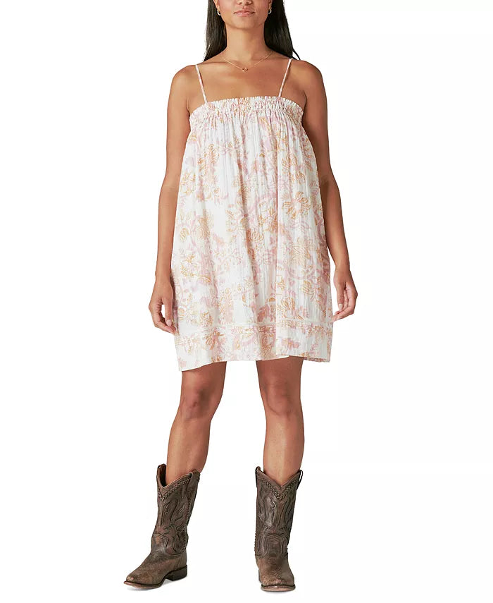 Lucky Brand Printed Smocked Mini Dress