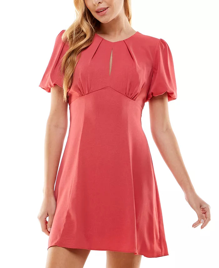 City Studios Puffed-Sleeve Open-Back Dress