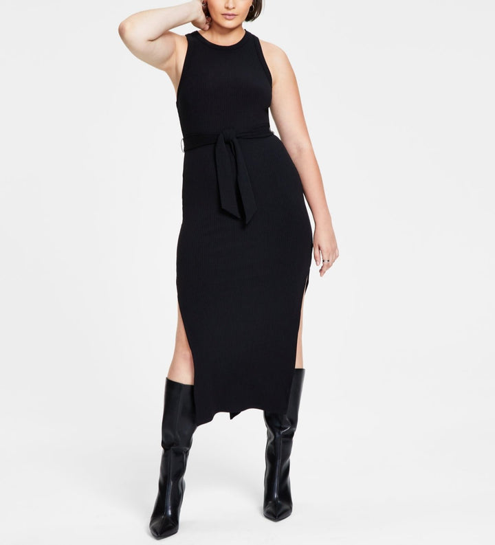 Bar III Petite Rib-Knit Midi Dress