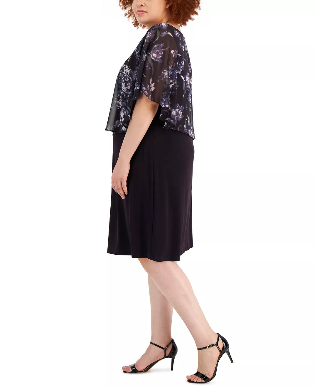 Connected Plus Size Floral-Print-Popover Sheath Dress