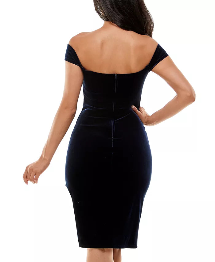 City Studio Juniors' Off-The-Shoulder Velvet Dress