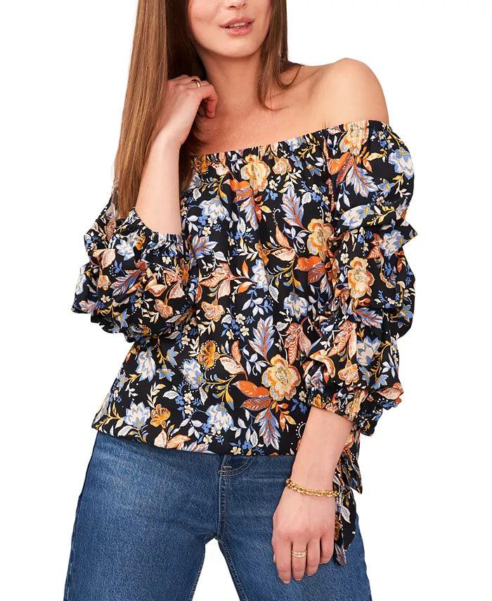 Vince Camuto Floral-Print Off-The-Shoulder Top