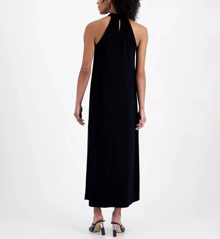 Bar III Women's Solid Slit-Hem Halter-Neck Maxi Dress