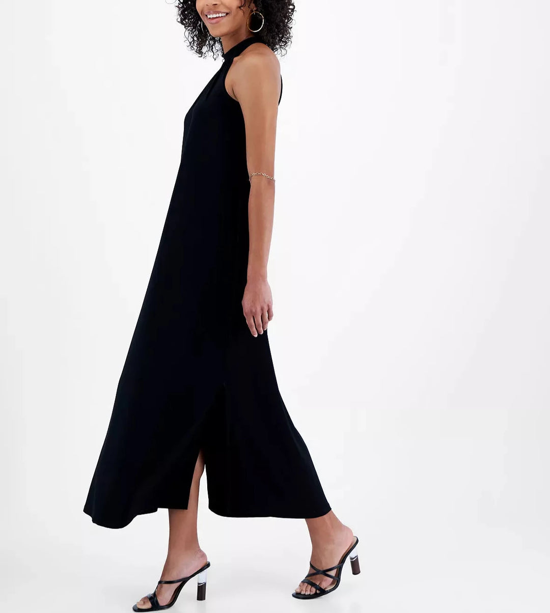 Bar III Women's Solid Slit-Hem Halter-Neck Maxi Dress