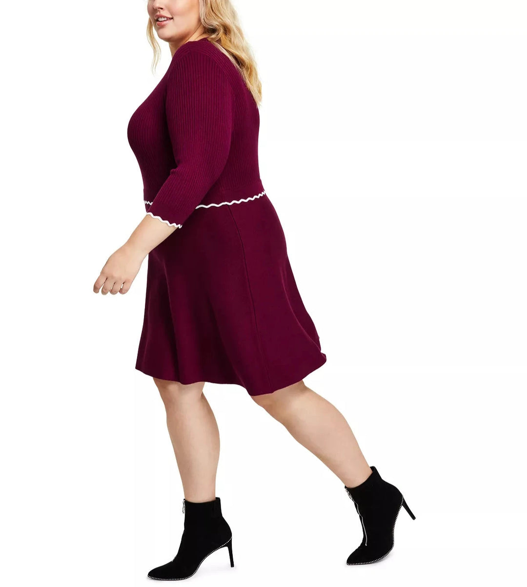 BCX Trendy Plus Size Contrast Trim Sweater Dress