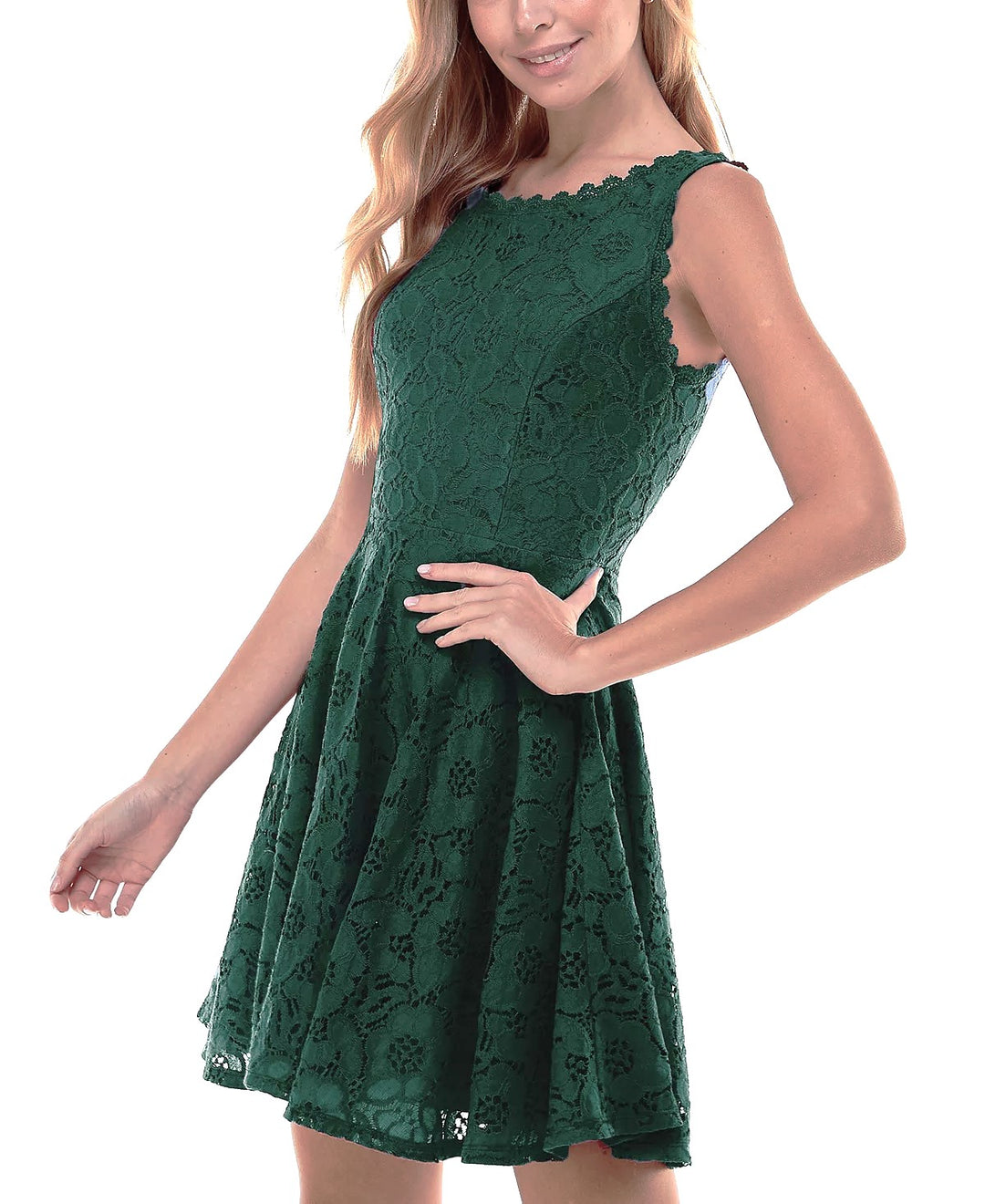 City Studio Juniors' Lace Fit & Flare Dress