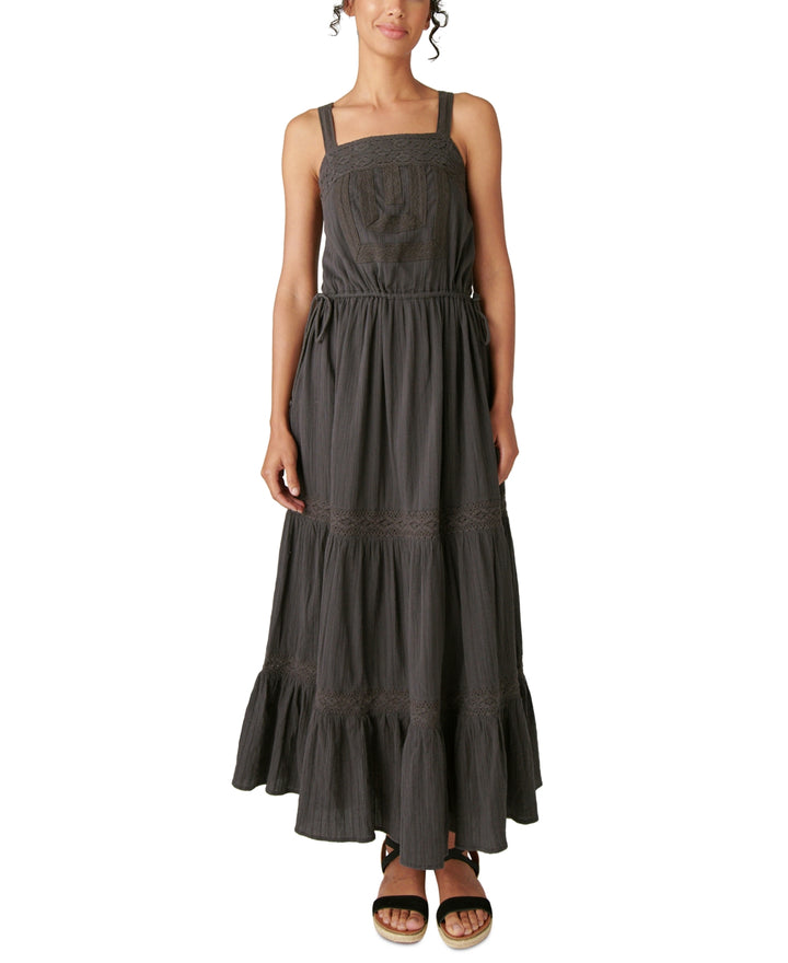 Lucky Brand Cotton Tiered Maxi Lace Dress