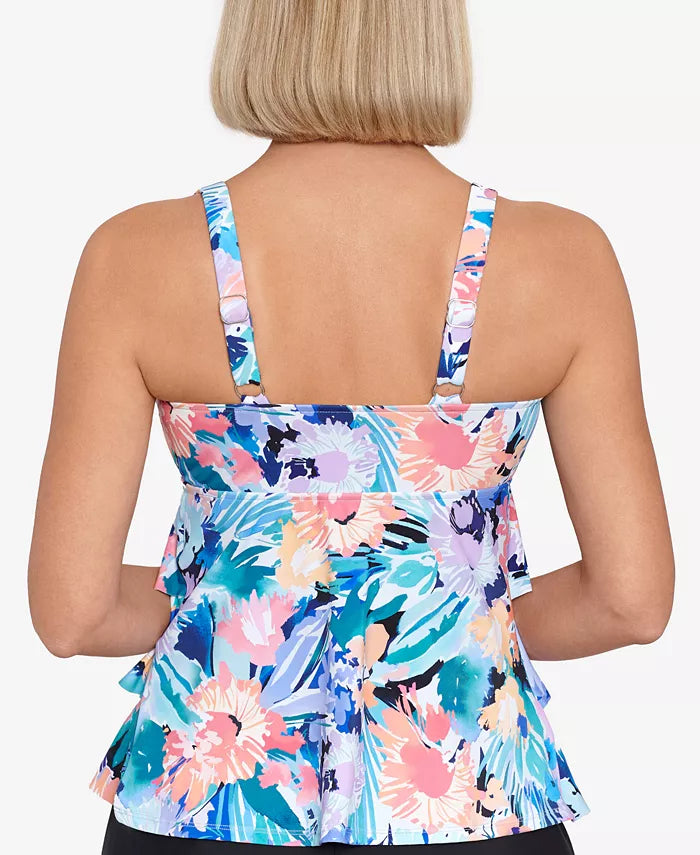 Swim Solutions Triple Tier Printed Tankini Top