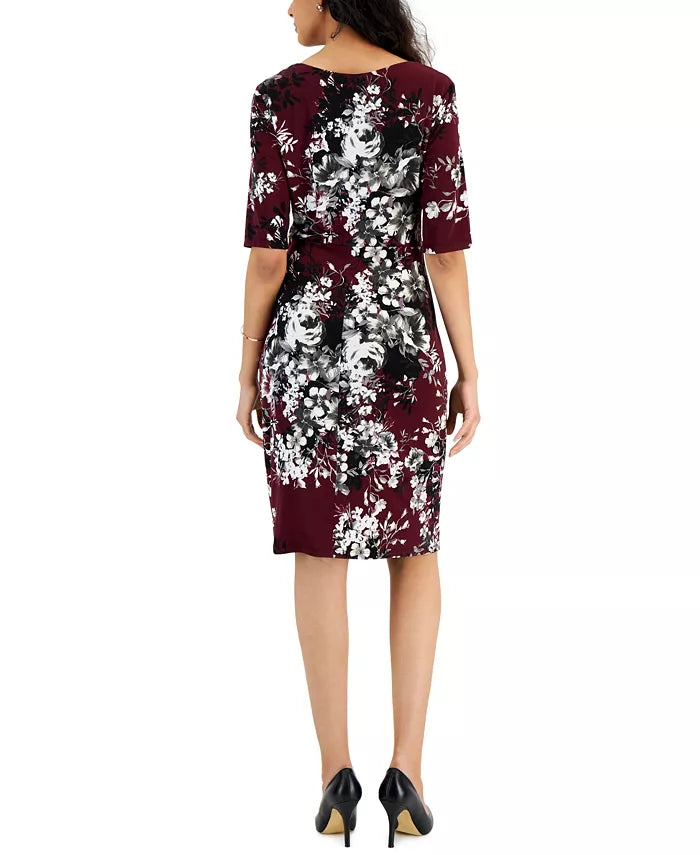 Connected Floral-Print Pleat-Front Wrap Dress