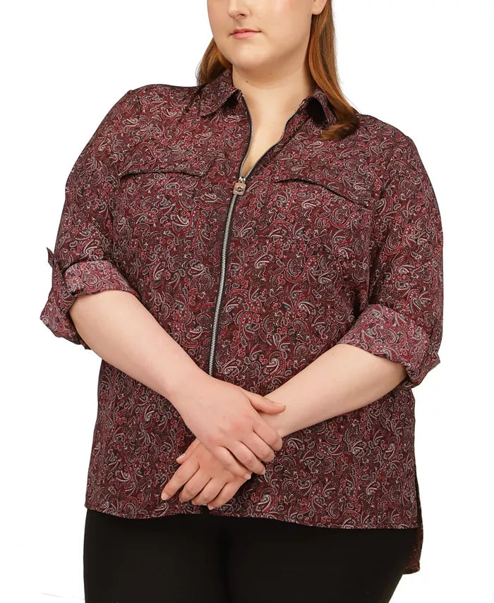 Michael Kors Plus Size Zippered Utility Shirt