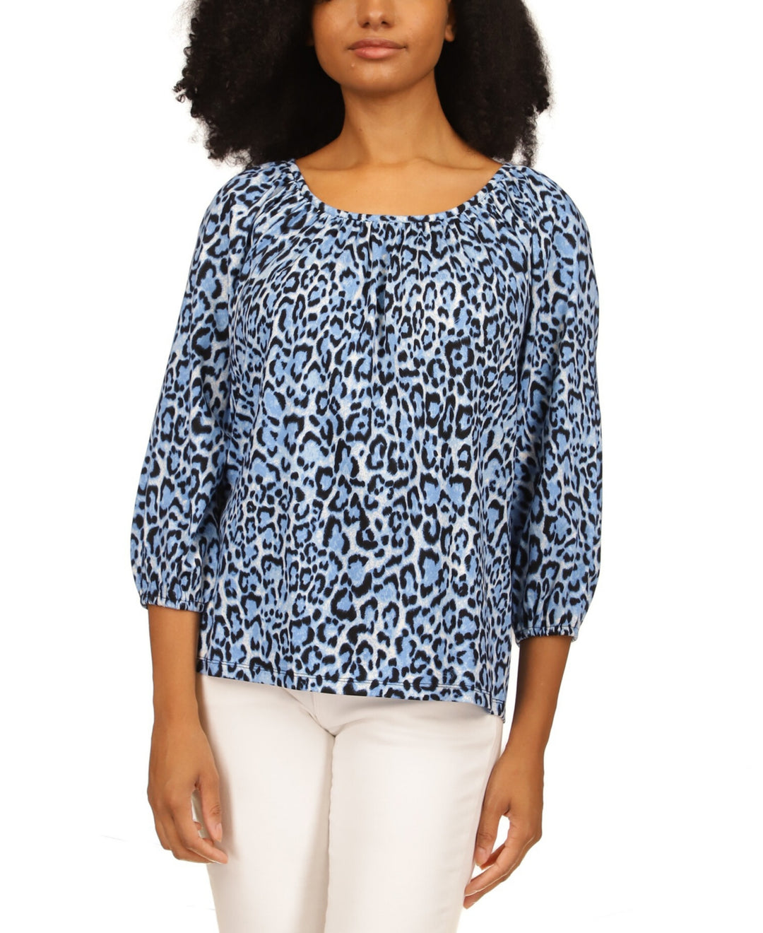 MICHAEL MICHAEL KORS Wildcat-Print Peasant Top