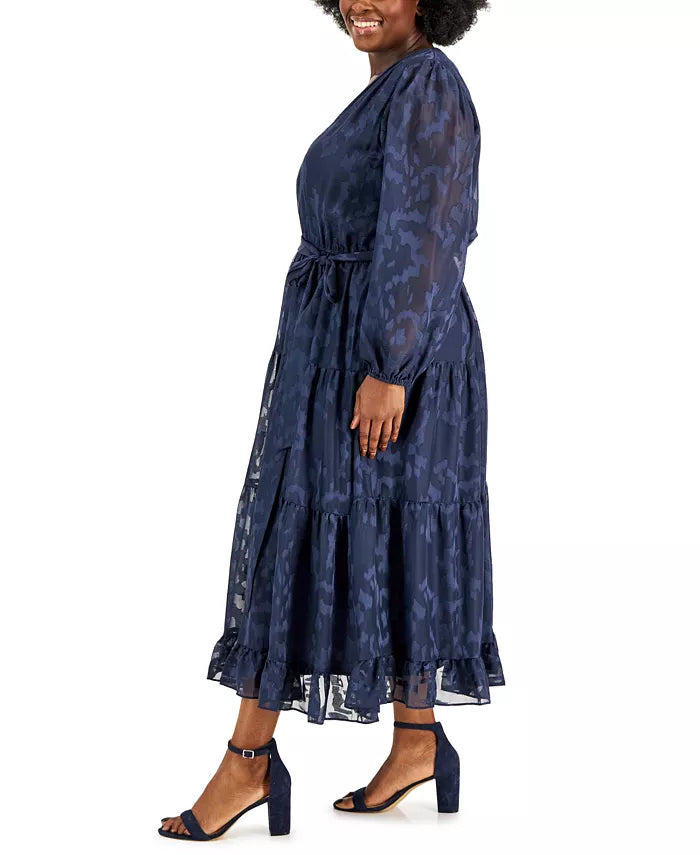 Taylor Burnout Chiffon Tiered Maxi Dress