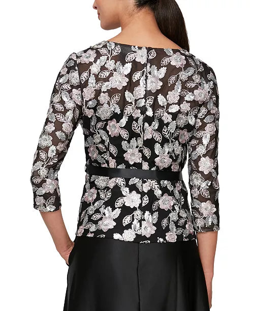 Alex Evenings Sequined Embroidered Blouse