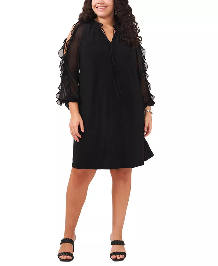 MSK Plus Size Ruffled Cold-Shoulder Dress