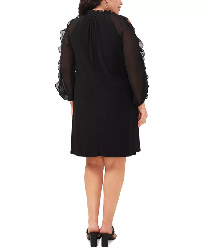 MSK Plus Size Ruffled Cold-Shoulder Dress