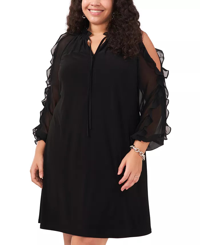 MSK Plus Size Ruffled Cold-Shoulder Dress