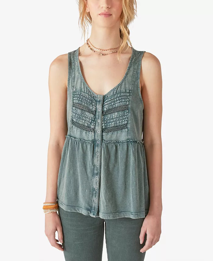 Lucky Brand Pintuck Cotton Tank Top