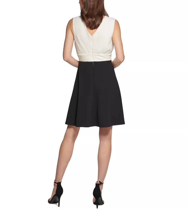 DKNY Pleated Mixed-Media Dress