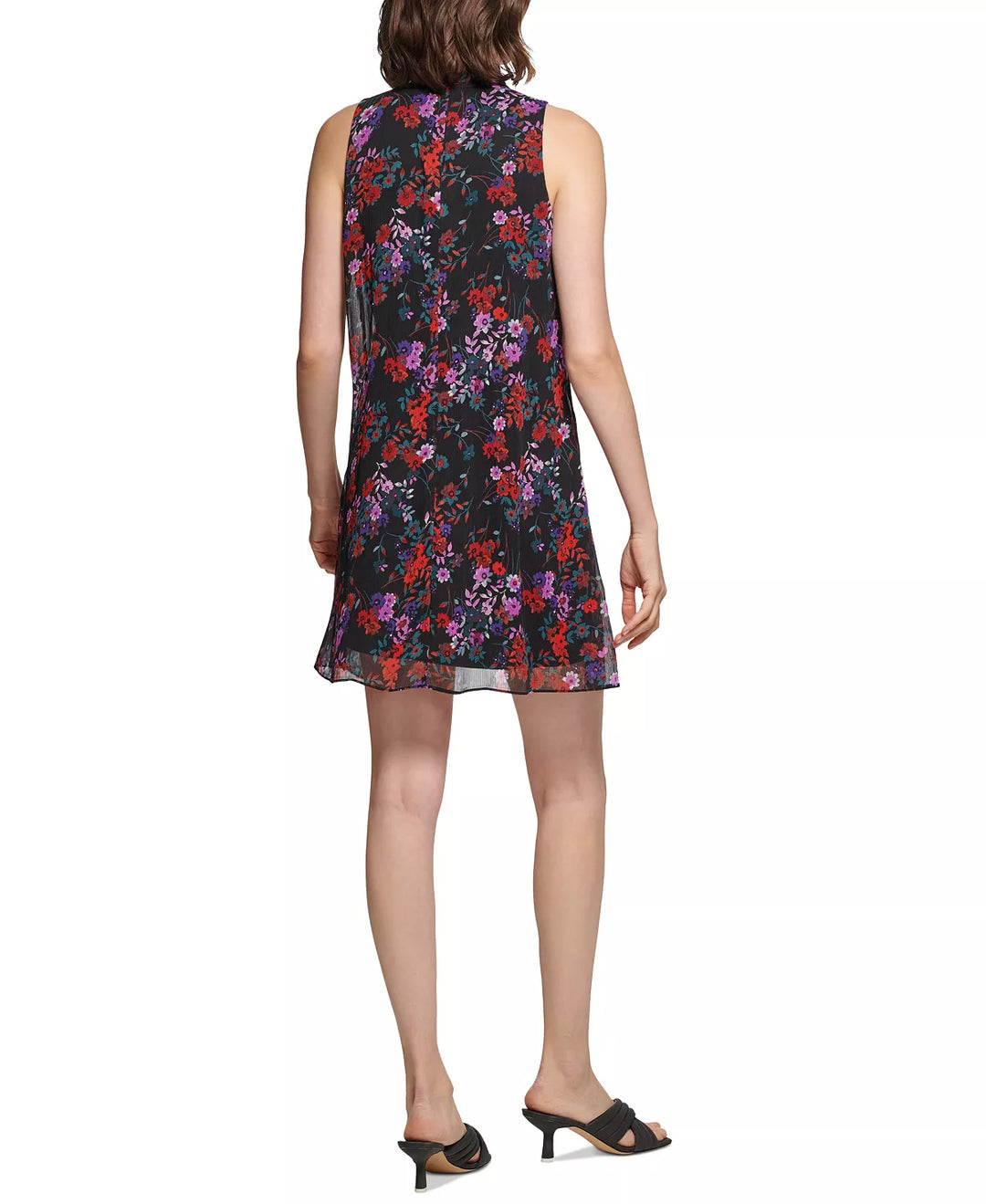 Calvin Klein Petite Floral-Print Tie-Neck Shift Dress
