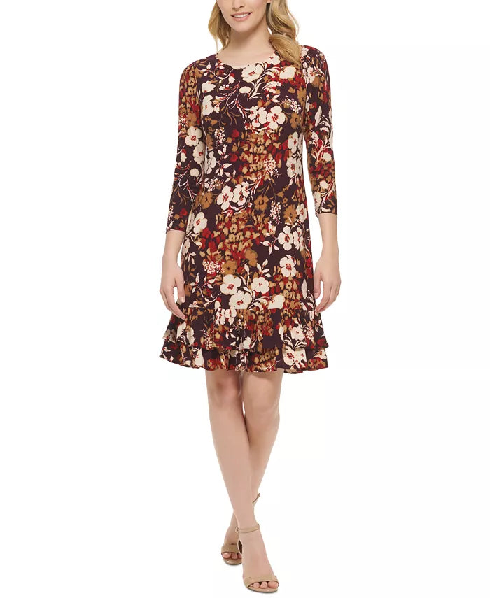 Tommy Hilfiger Trematon-Floral-Print Tiered Flounce-Hem Dress