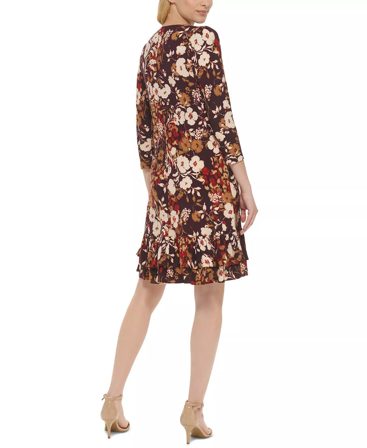 Tommy Hilfiger Trematon-Floral-Print Tiered Flounce-Hem Dress