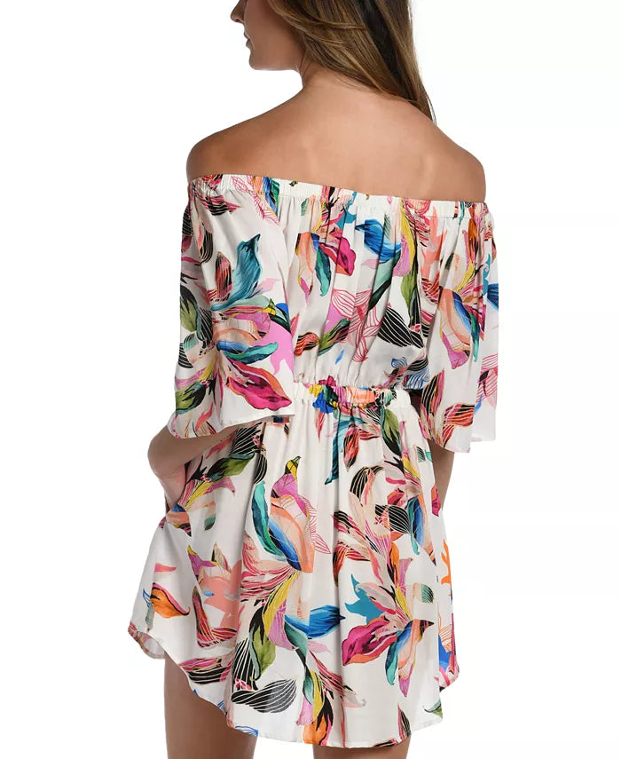 La Blanca Printed Paradise Off-The-Shoulder Cover-Up Dress