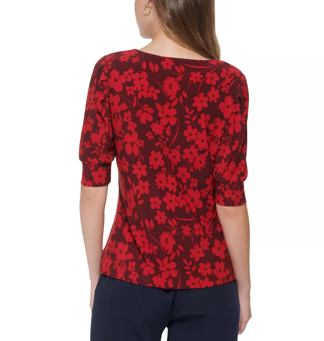 Tommy Hilfiger Floral Print Puff-Sleeve Top