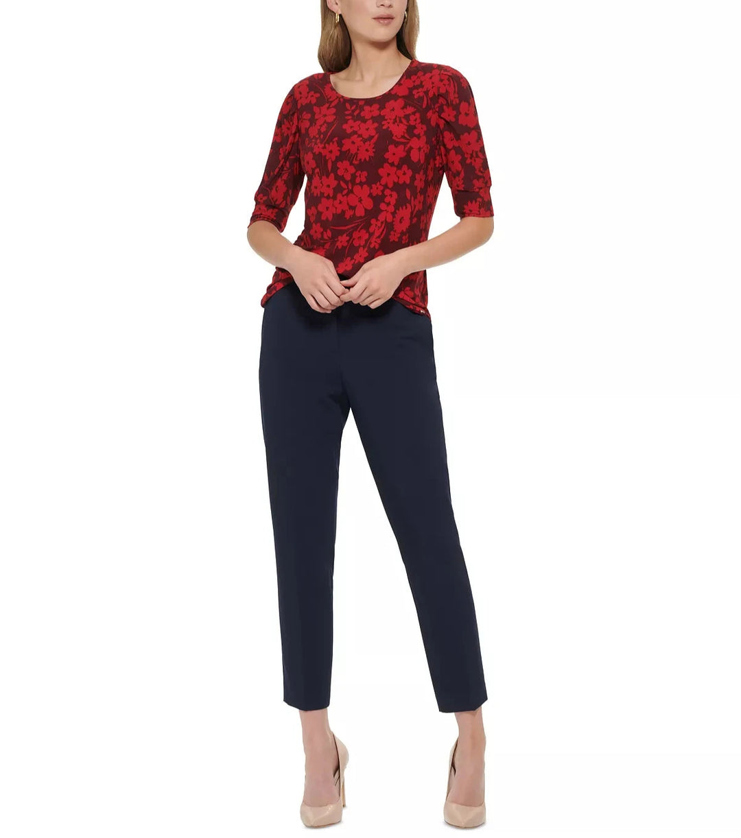 Tommy Hilfiger Floral Print Puff-Sleeve Top