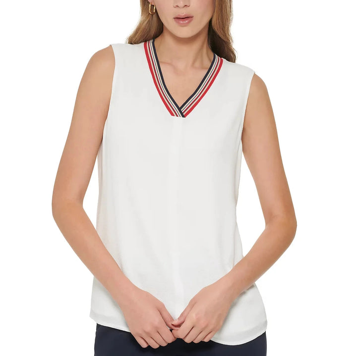 Tommy Hilfiger Sleeveless Bubble-Crepe Iconic Top