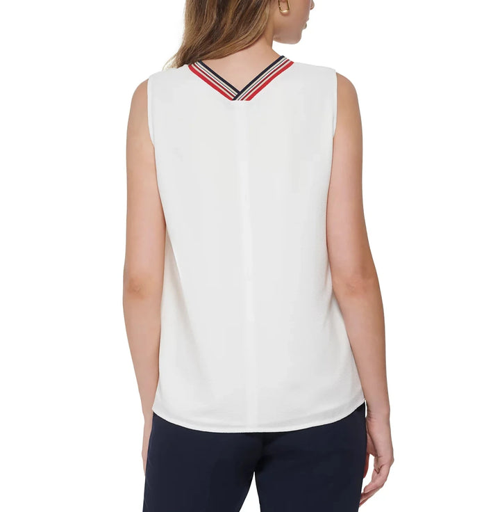 Tommy Hilfiger Sleeveless Bubble-Crepe Iconic Top