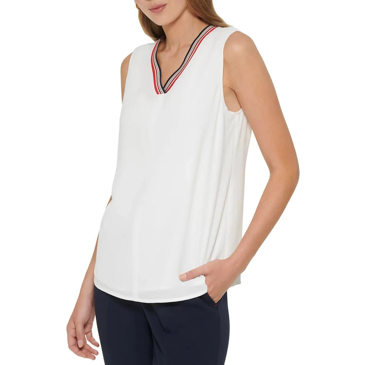 Tommy Hilfiger Sleeveless Bubble-Crepe Iconic Top