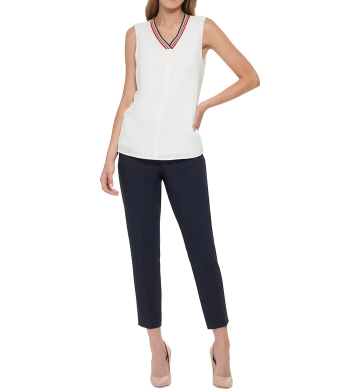 Tommy Hilfiger Sleeveless Bubble-Crepe Iconic Top