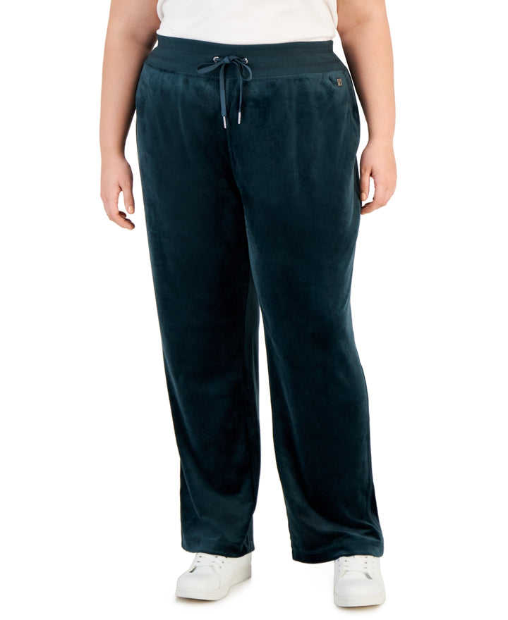 Calvin Klein Plus Size Pull-On Wide-Leg Velour Pants