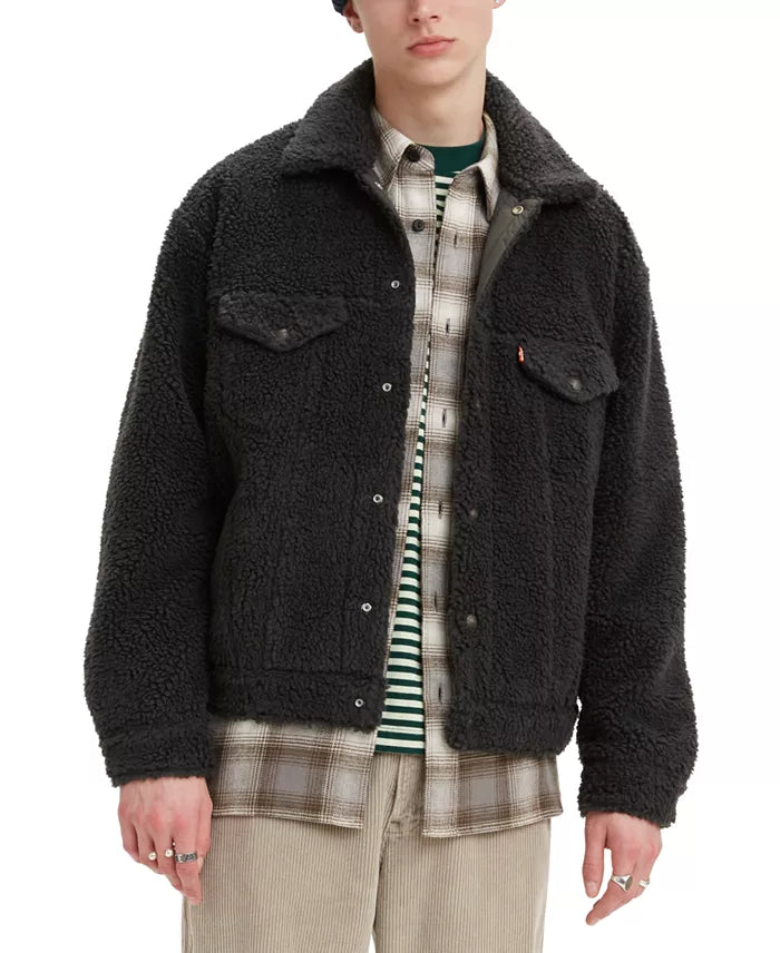 Levi's MENs Relaxed-Fit Sherpa-Fleece Trucker Jacket