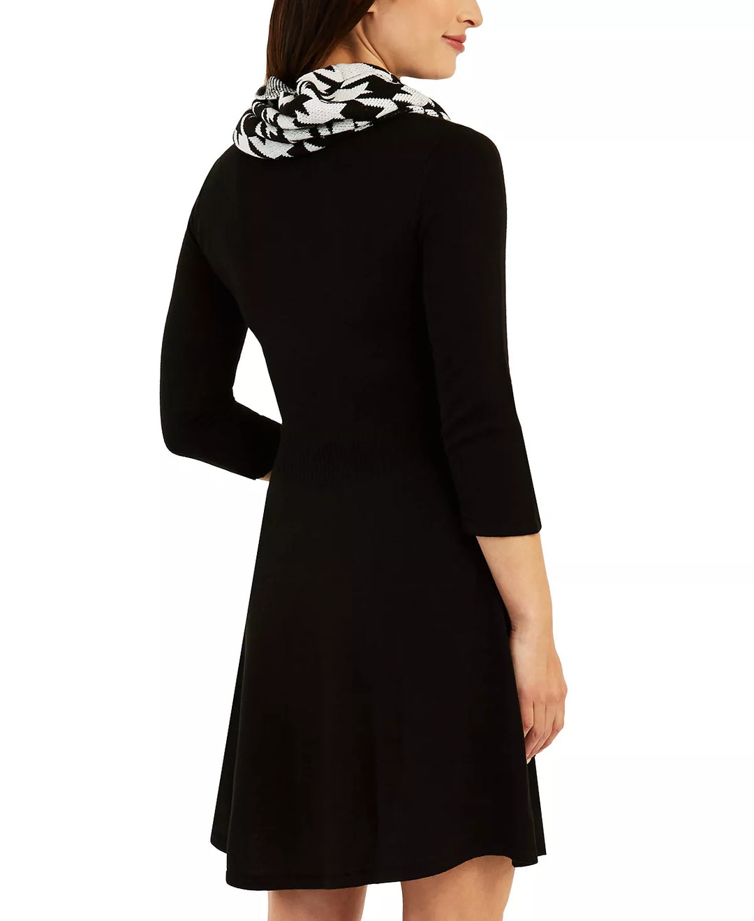 BCX Juniors' Printed Scarf Fit & Flare Sweater Dress