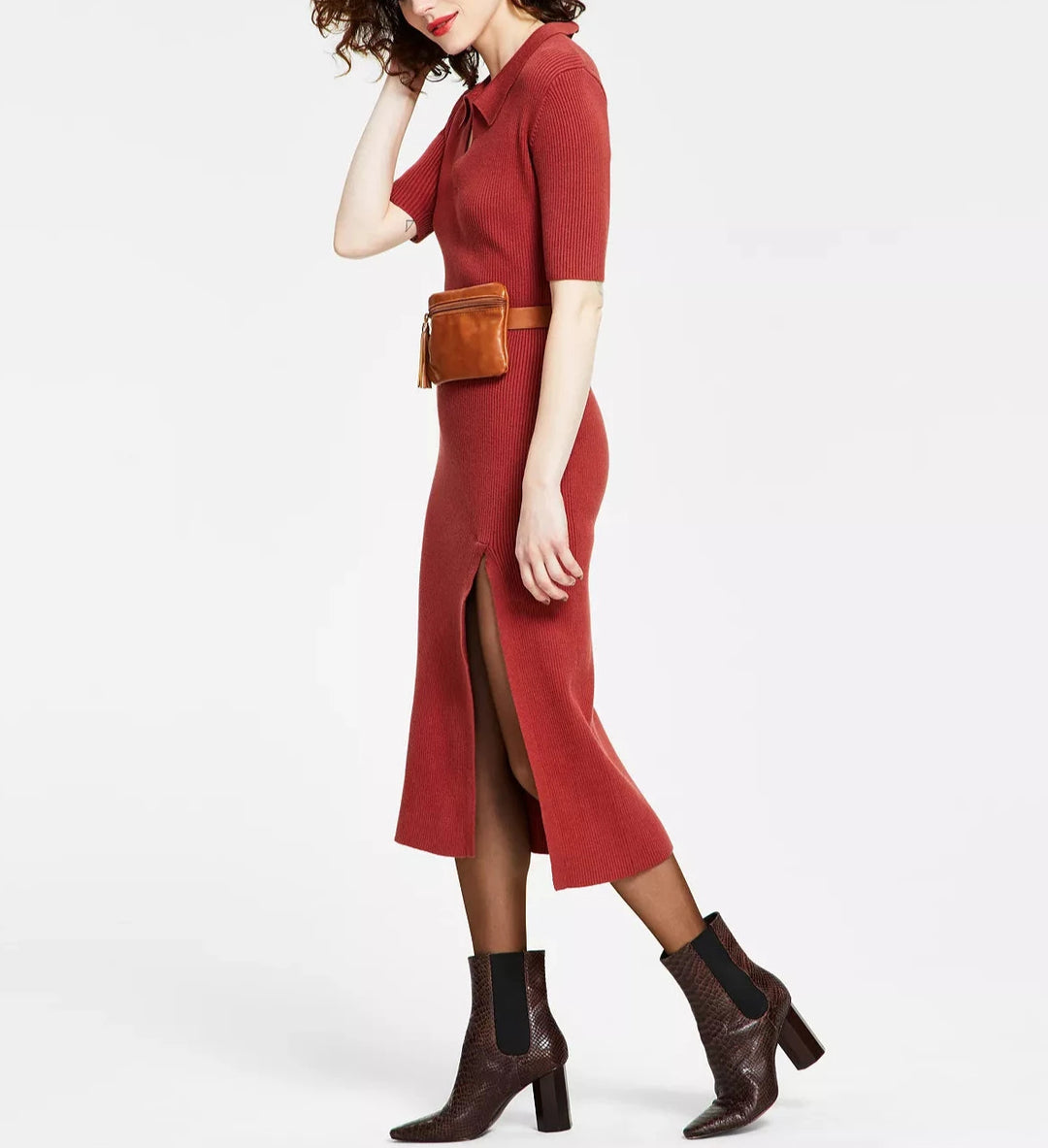 SAM EDELMAN Rib-Knit Midi Dress