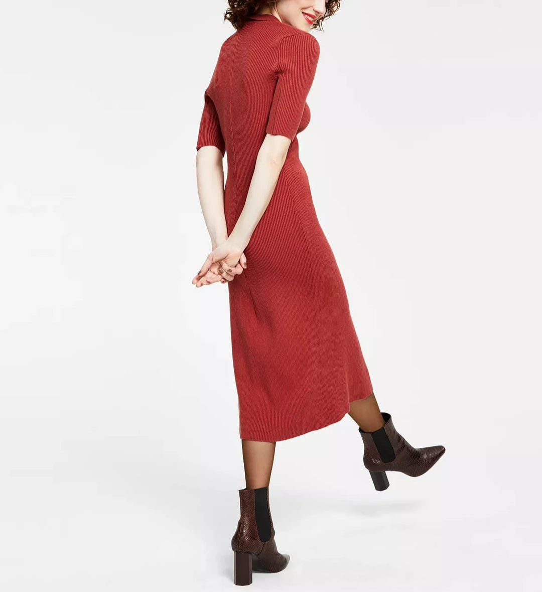 SAM EDELMAN Rib-Knit Midi Dress