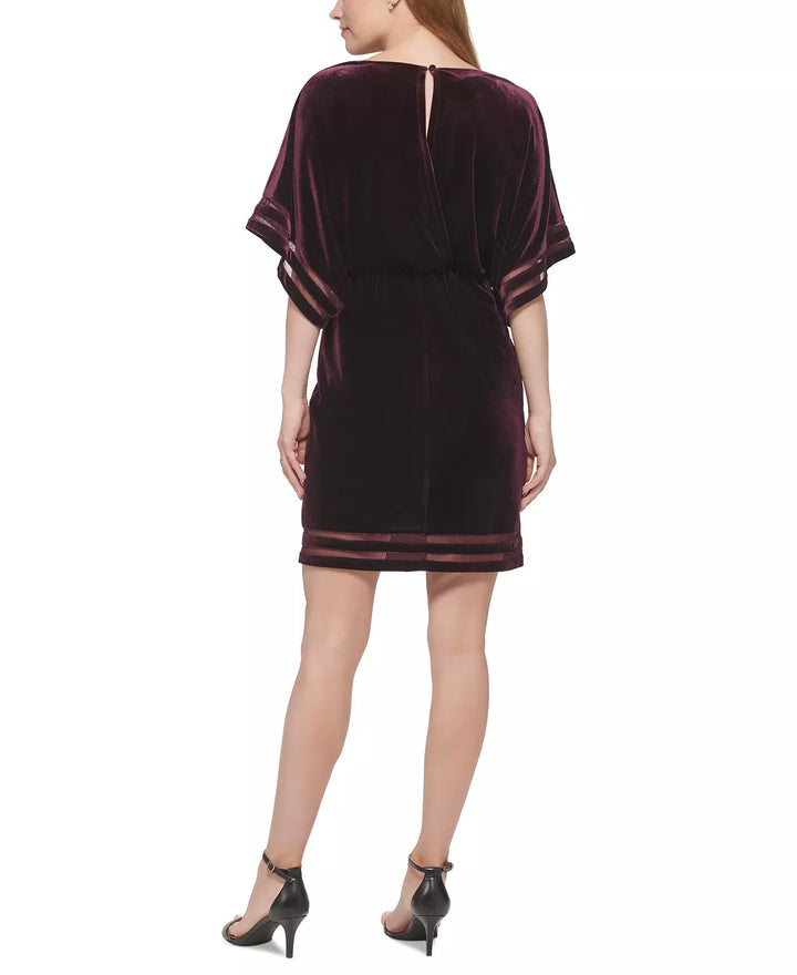 Jessica Howard Regular & Plus Illusion-Inset Velvet Blouson Dress