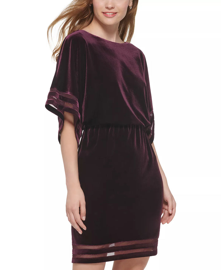 Jessica Howard Regular & Plus Illusion-Inset Velvet Blouson Dress