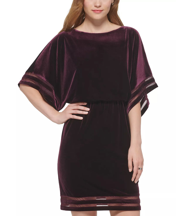 Jessica Howard Regular & Plus Illusion-Inset Velvet Blouson Dress