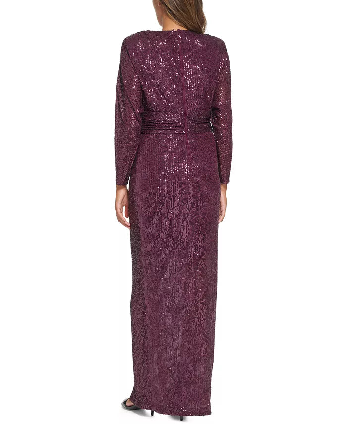 Calvin Klein Sequined Banded-Waist Evening Gown