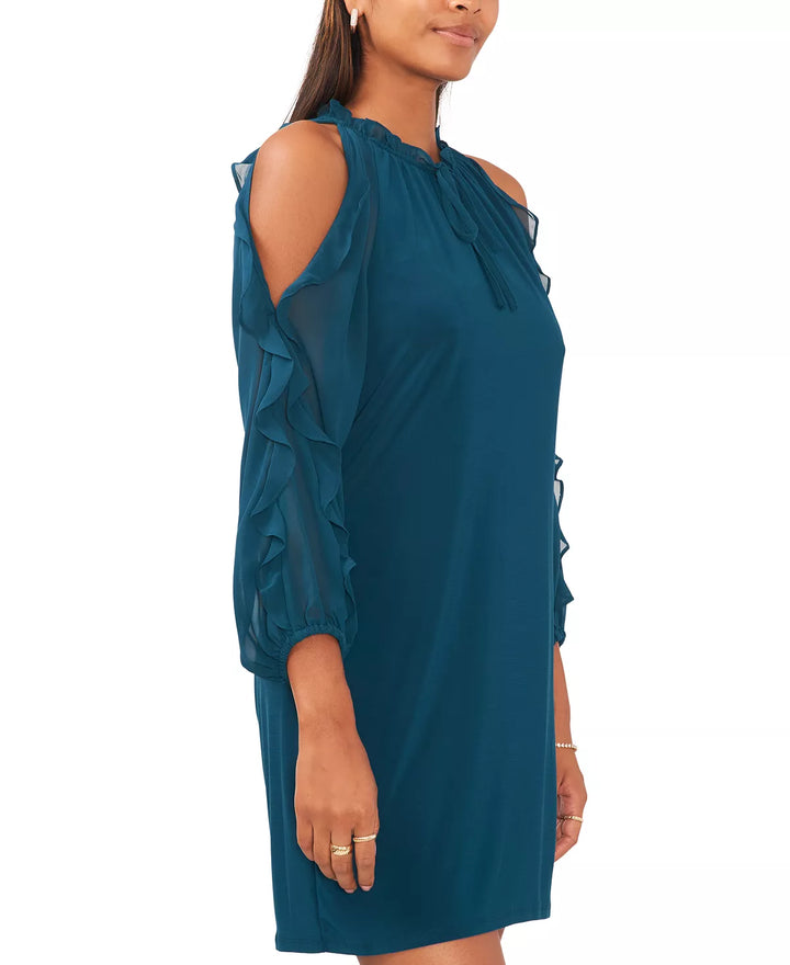 MSK Cold-Shoulder Split-Neck Dress