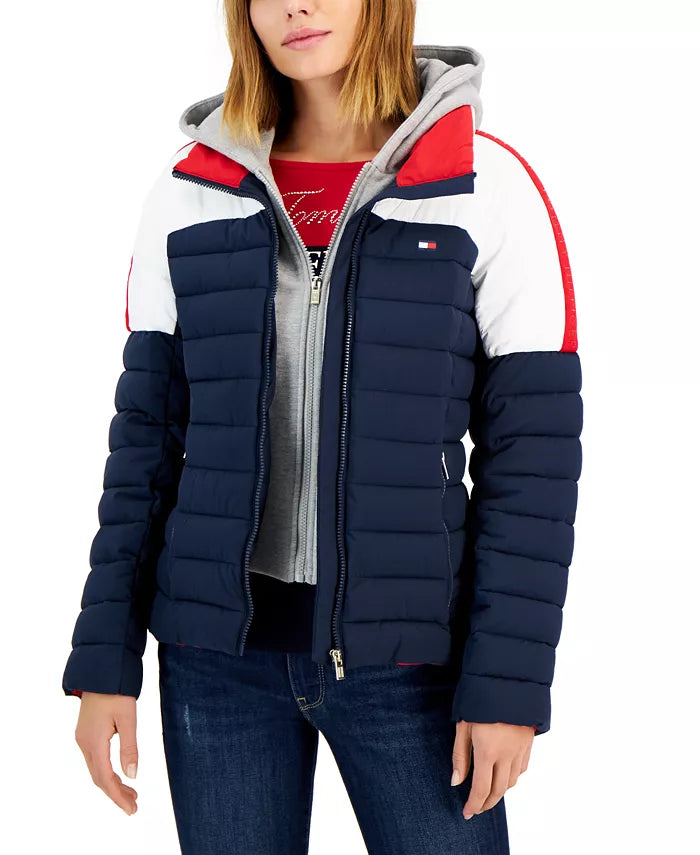 Tommy Hilfiger Women's Hooded Colorblocked Coat