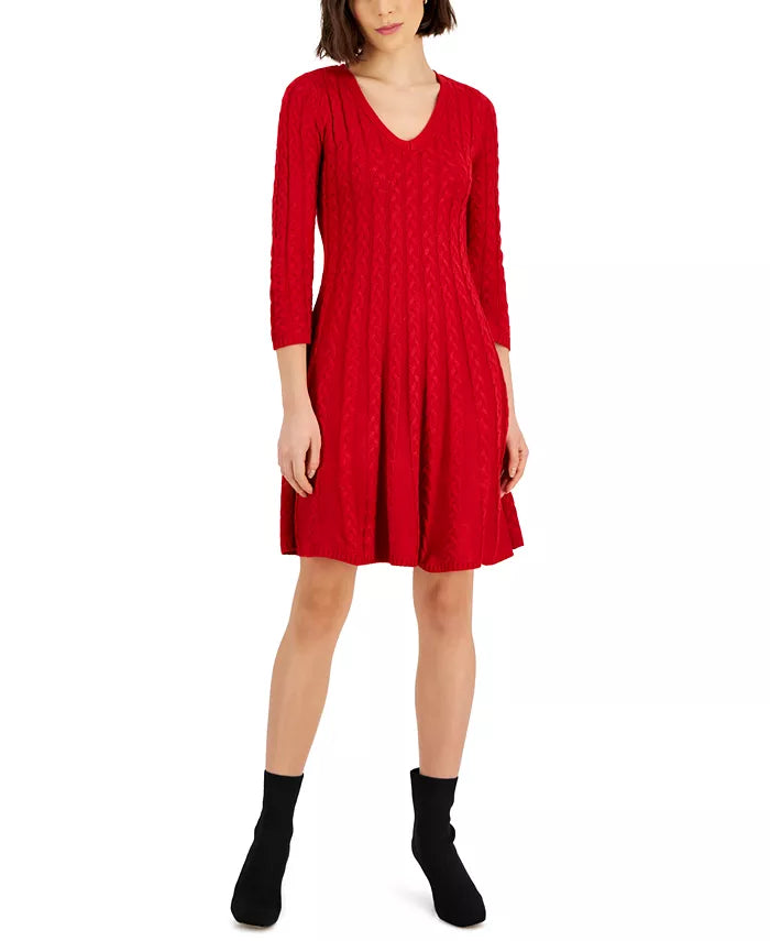 Jessica Howard Cable Knit Fit & Flare Dress