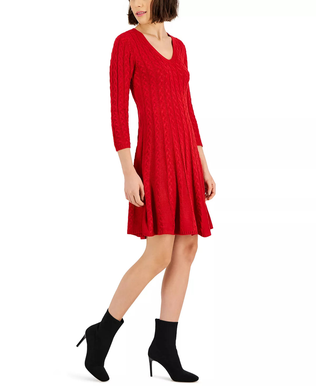 Jessica Howard Cable Knit Fit & Flare Dress
