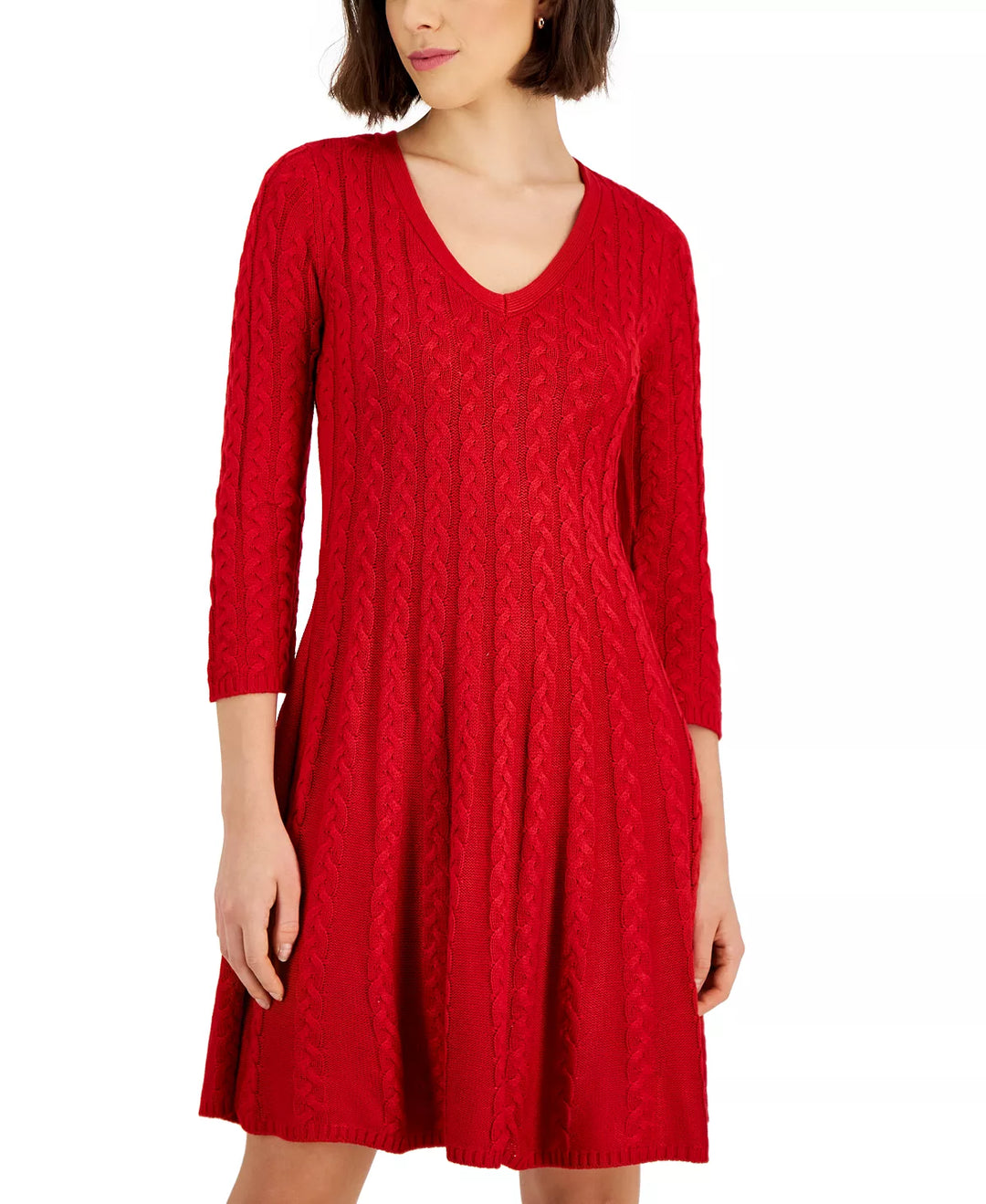 Jessica Howard Cable Knit Fit & Flare Dress