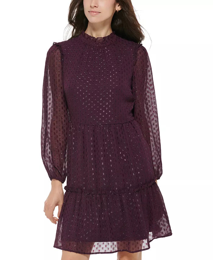 Tommy Hilfiger Women's Glitter Dot Chiffon Fit & Flare Dress